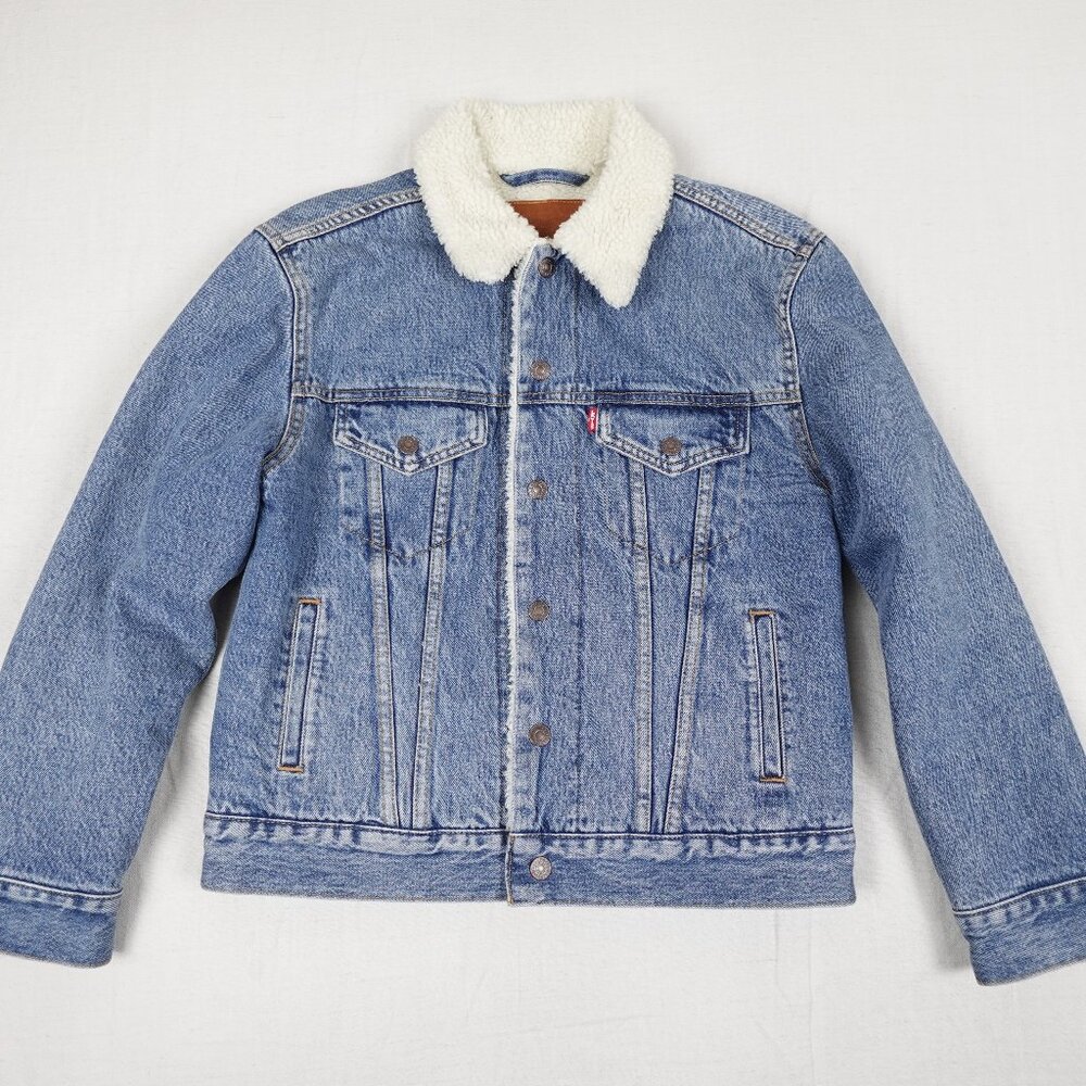 Levi's Premium EX-Boyfriend Sherpa Trucker Jean Jacket Women's XS